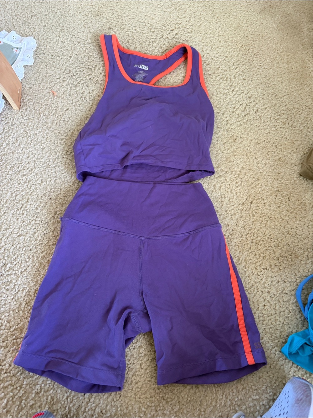 Purple Two-Piece Active Set with Orange Trim